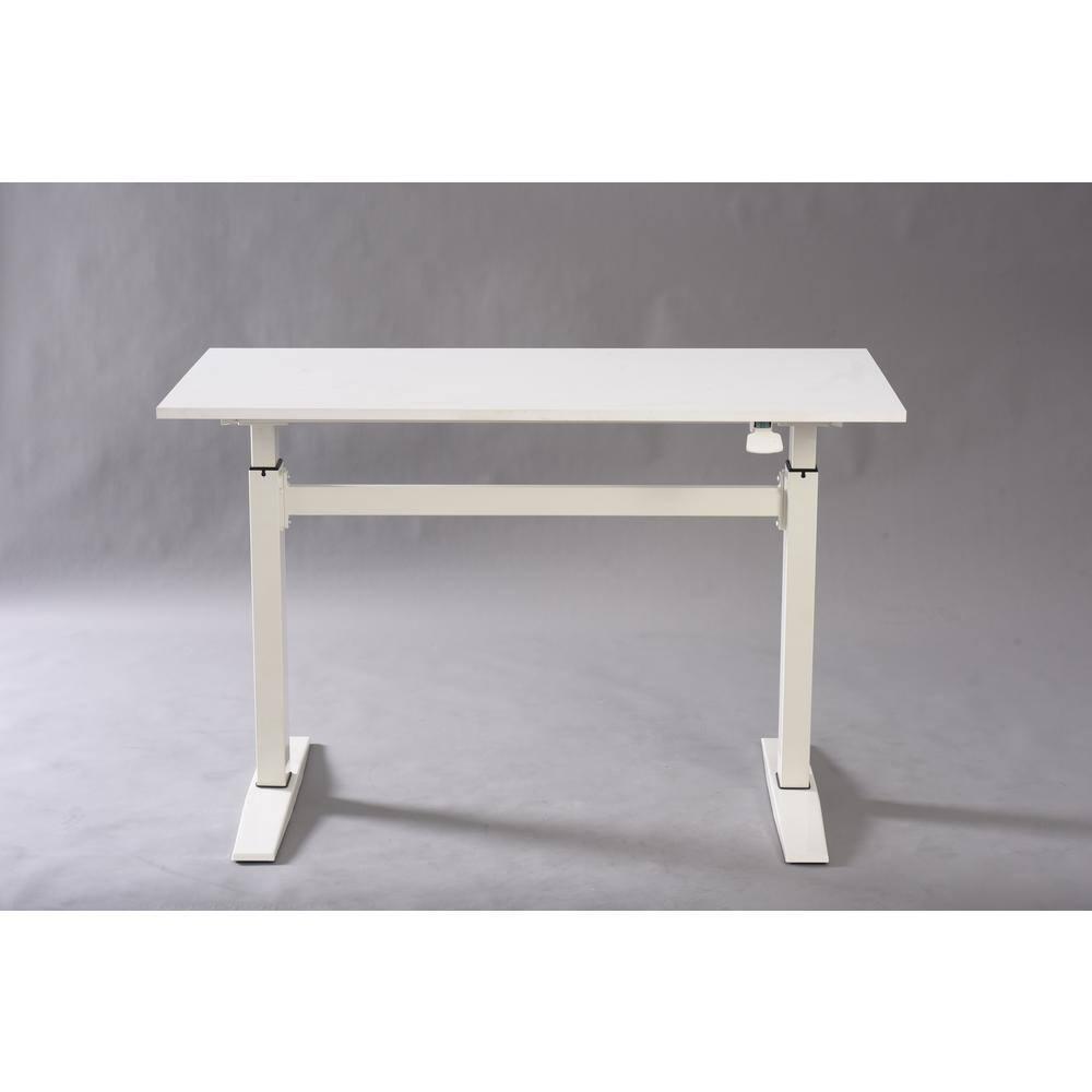Adjustable Height Standing Office Desk  MDF Melamine Top In White Color