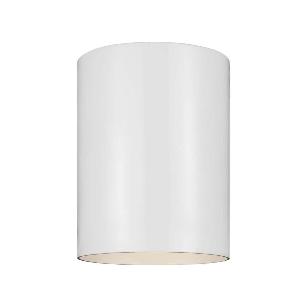 Transitional White Aluminum LED Outdoor Flush Mount