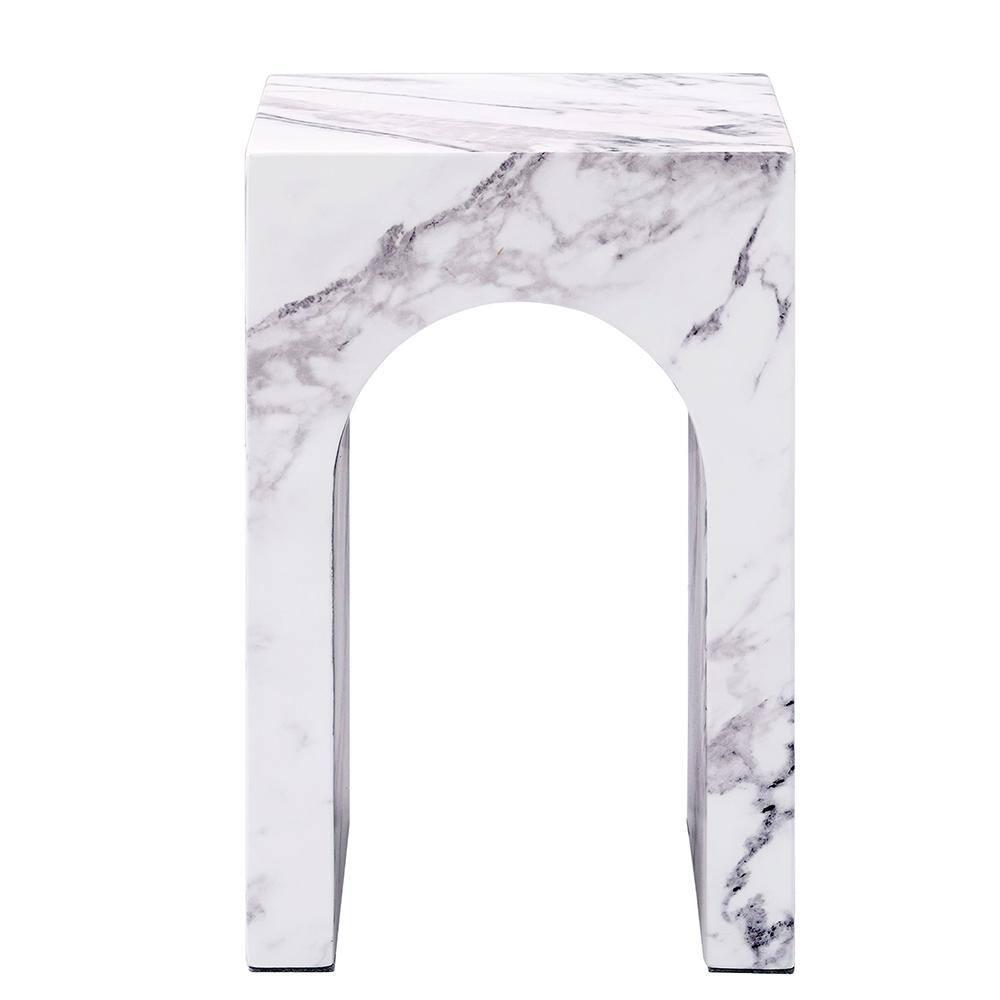 Fritzy Square End Table In White Engineered Stone