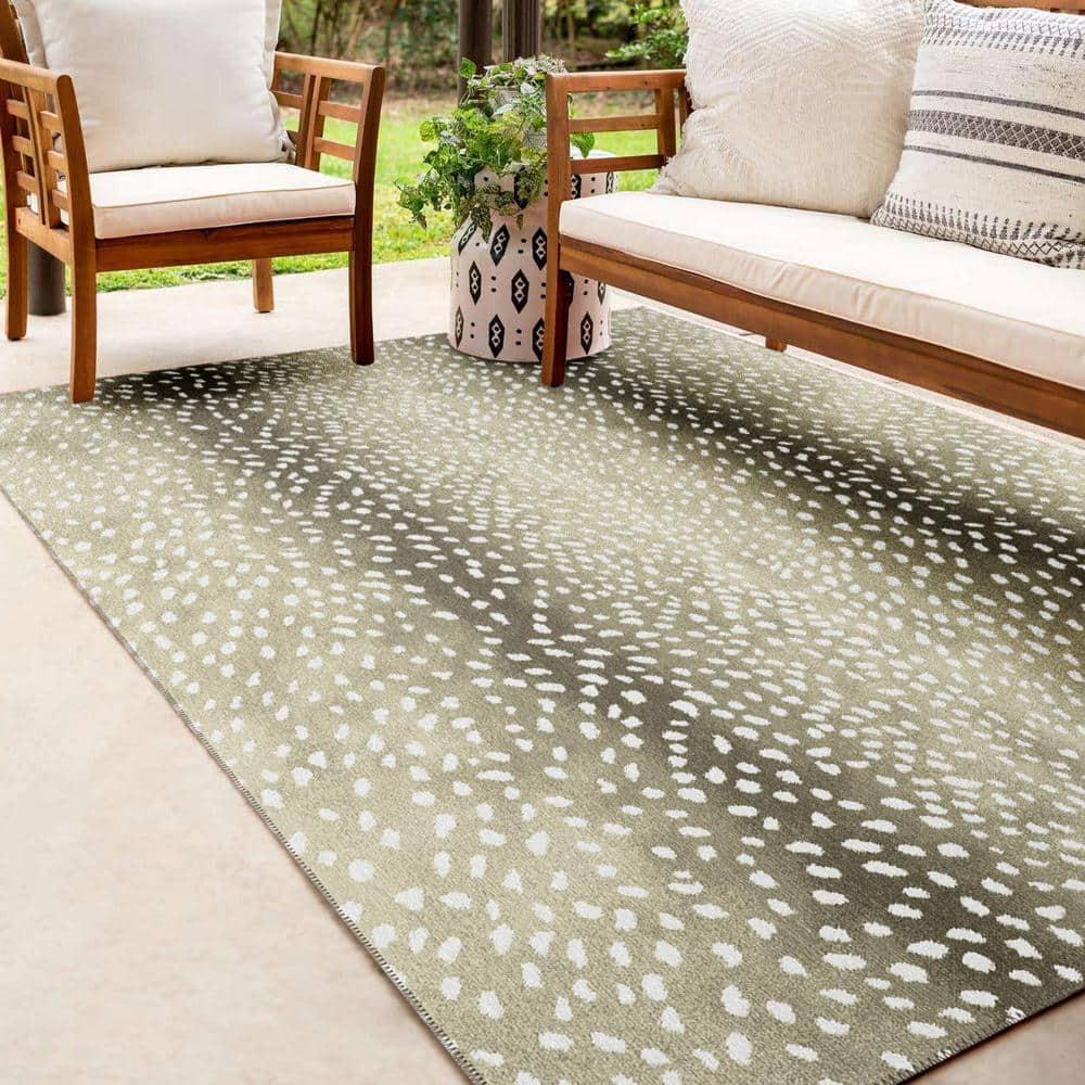 Addison Rugs Indoor/ Outdoor Addison Safari Gazelle Animal Print Washable Area Rug 2'3" x 7'6" - Fawn