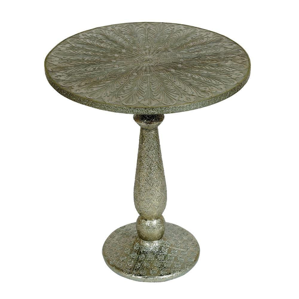 Noble House Sagle Handcrafted Accent Table, Silver