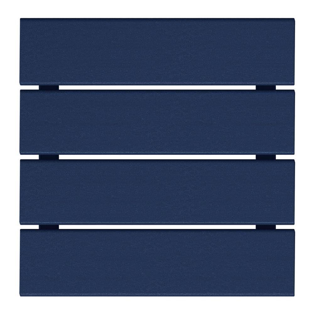 Polytrends  Laguna Hdpe All Weather Outdoor Patio Square Side Table Navy Blue