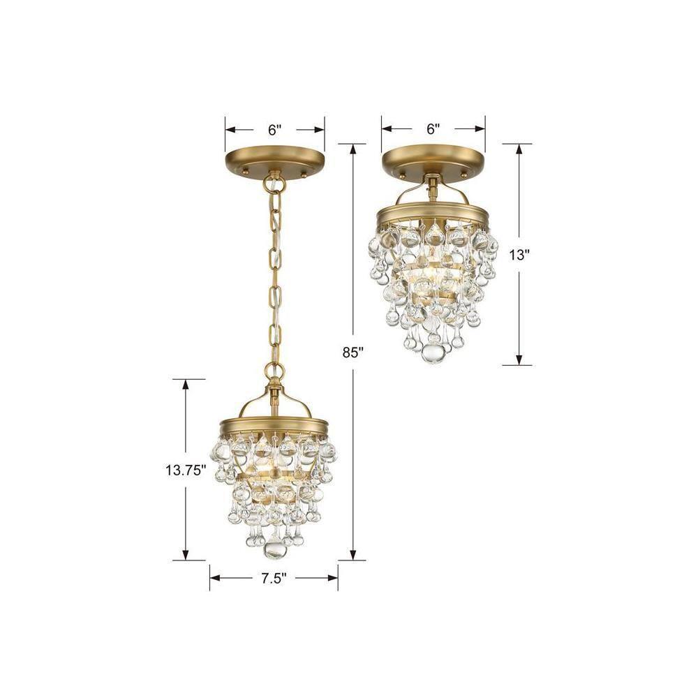 Crystorama Lighting Calypso 1 - Light Pendant in  Vibrant Gold