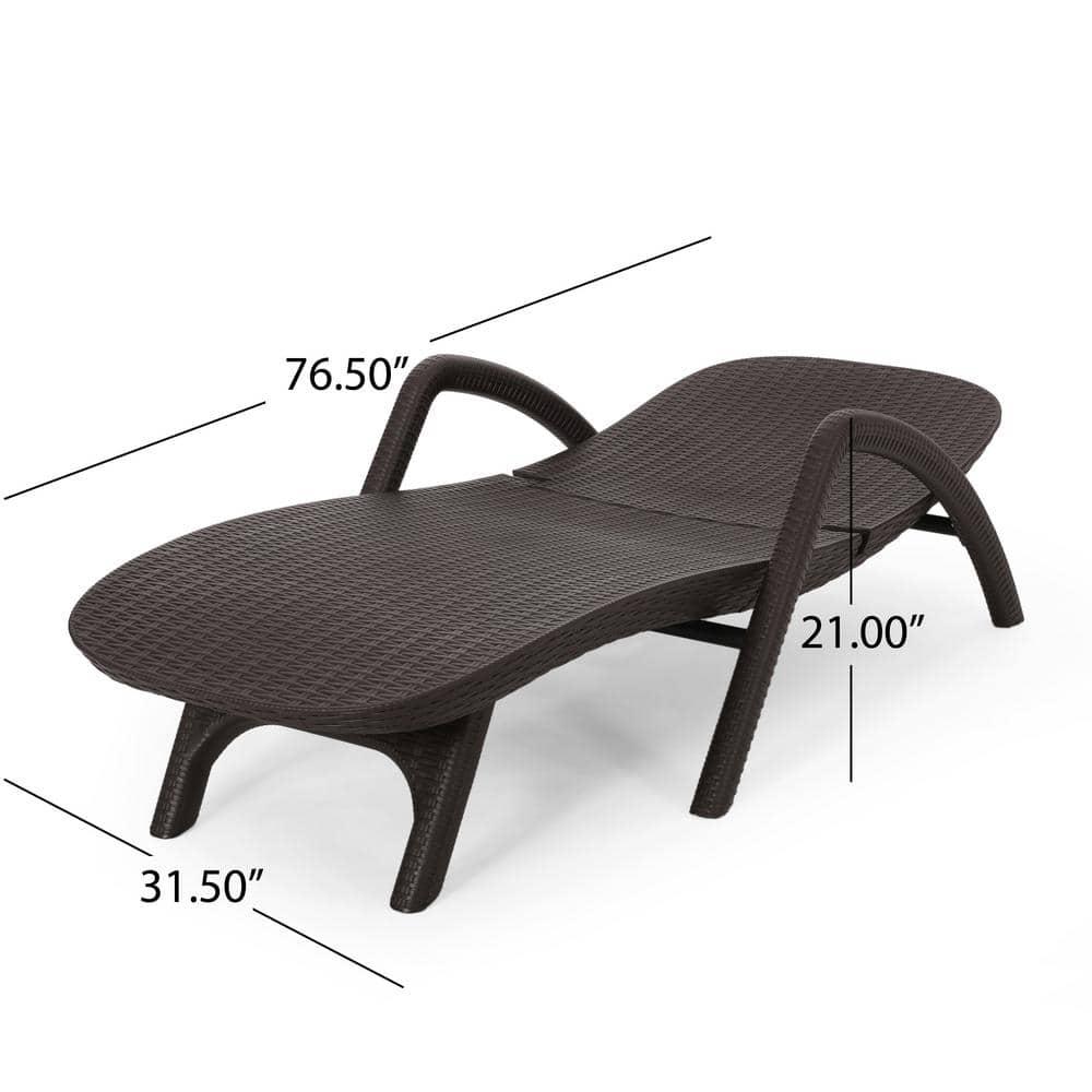 Noble House Waverly Outdoor Faux Wicker Chaise Lounges (Set of 2) Dark Brown