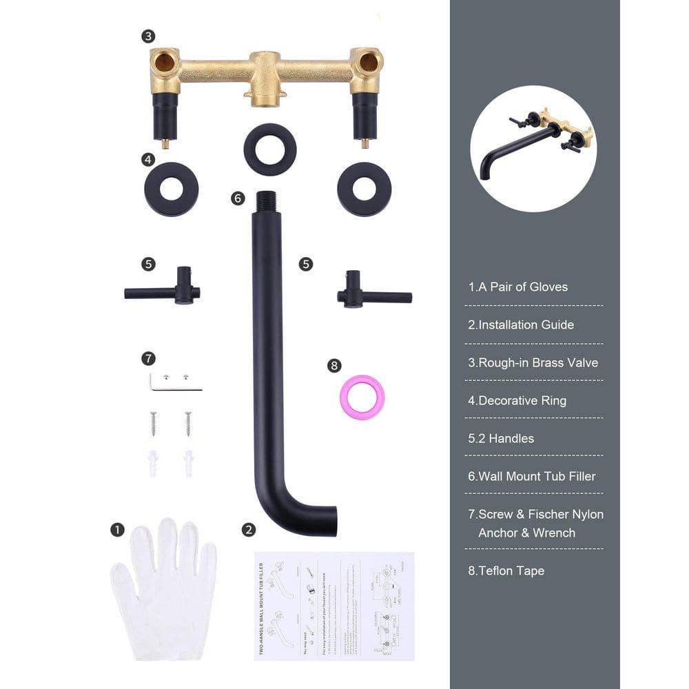 2-Handle 2-Hole Wall Mounted Bathroon Sink Faucet In Spot Resist (Valve Included)