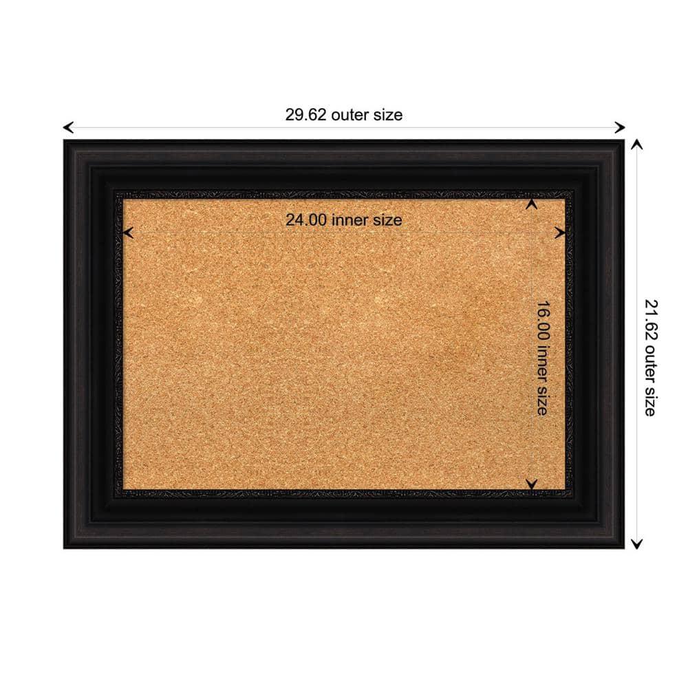 Amanti Art Natural Cork Board Framed Parlor Black Bulletin Board 30 in. x 22 in.
