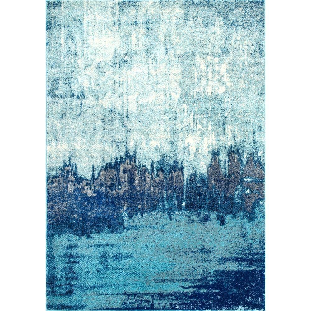Nuloom Alayna Abstract 3x5 Accent Indoor Area Rug for Living Room Bedroom Dining Room Entryway Kitchen, Blue/Ivory