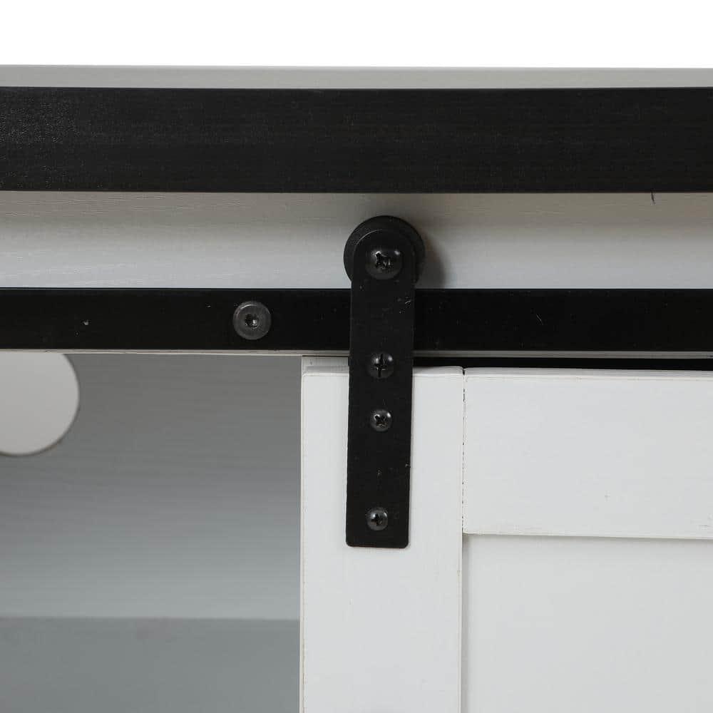 LuxenHome Modern Farmhouse White with Dark Brown 47.3" Wide TV Stand for TVs Up To 55-Inch