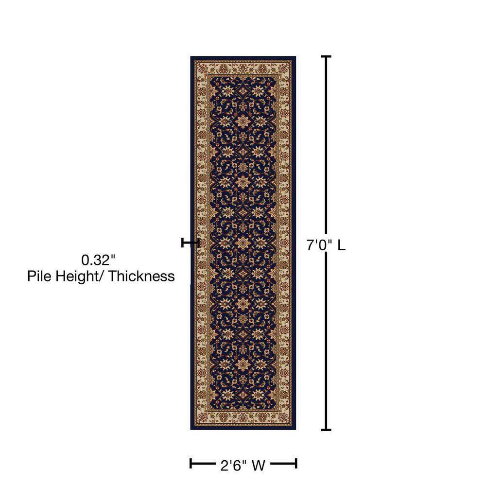 Radici Usa Como Area Rug 1592 Navy Blue Italian Bordered 2' 2" x 7' 7" Rectangle