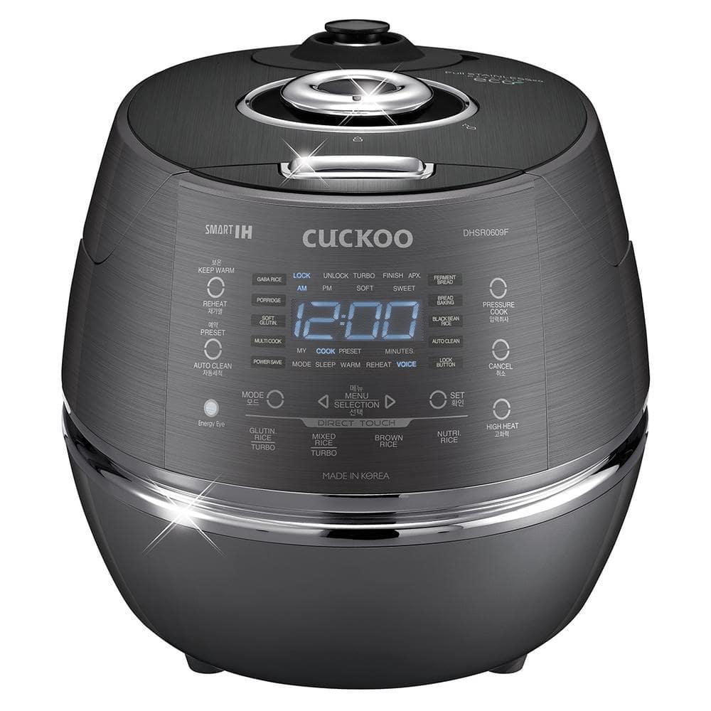 CUCKOO 6-Cup Induction Heating Pressure Rice Cooker with Nonstick Inner Pot, 21 Menu Modes, Fuzzy Logic Tech, 3 Voice Guide, Auto Clean (Dark Grey) CRP-DHSR0609FD