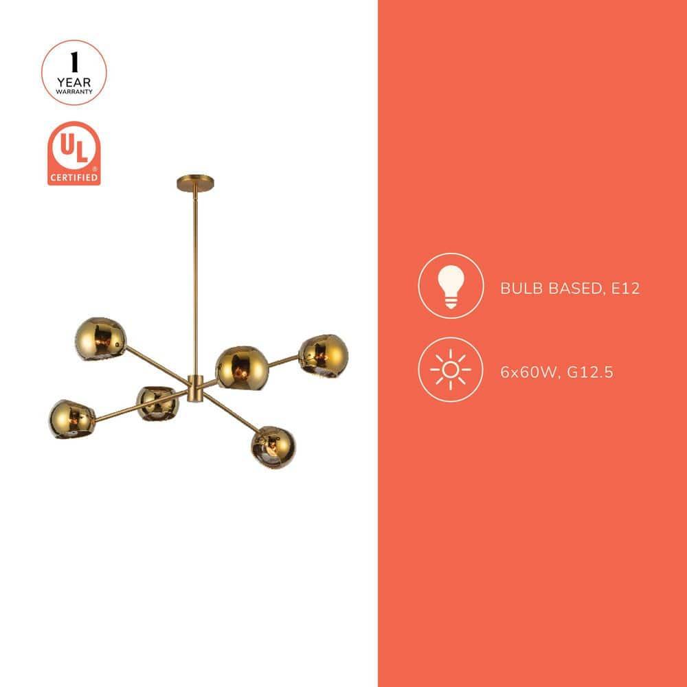 Willow 6 Light Metal Sputnik Chandelier