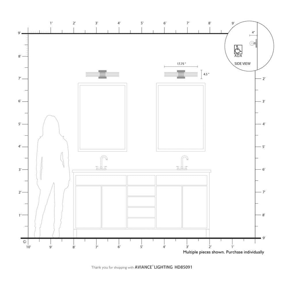 Livex Lighting Black ADA 2-Light Vanity Sconce