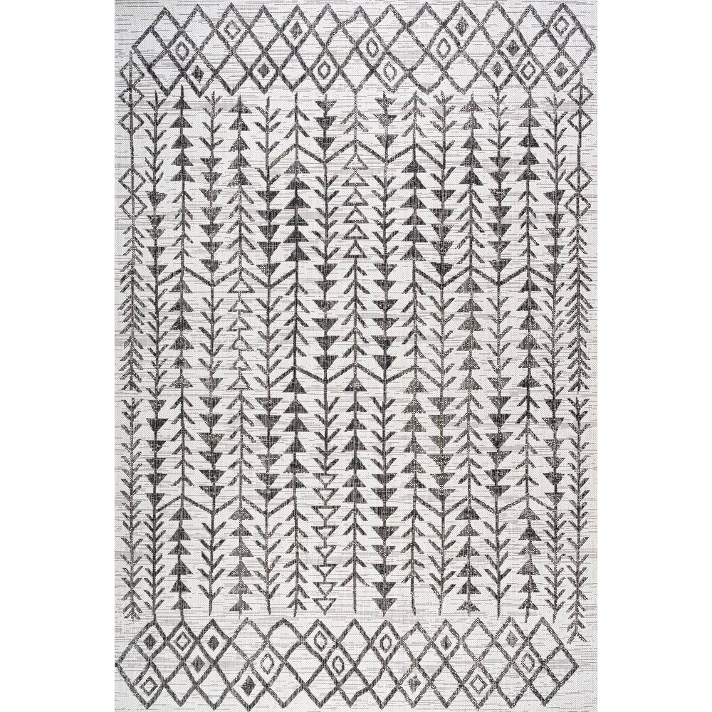 4'x6' Tokay Bohemian Geometric Indoor/Outdoor Area Rug, Ivory/Black - JONATHAN Y