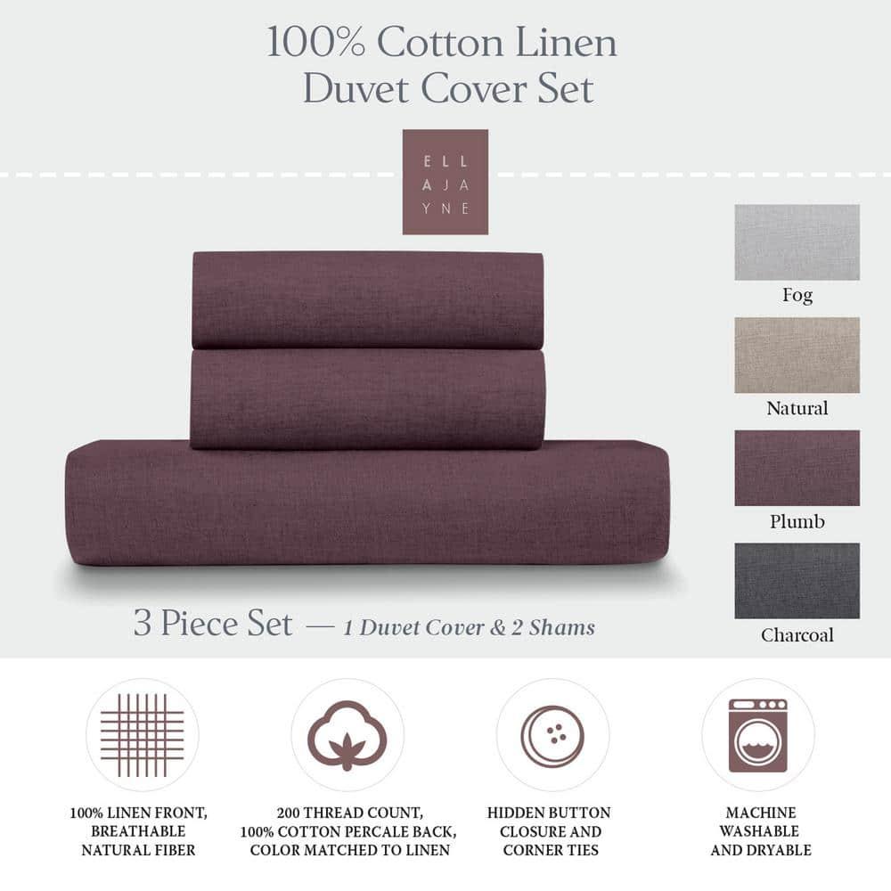 Ella Jayne Home French Linen Cotton 3-Piece Duvet Cover Set
