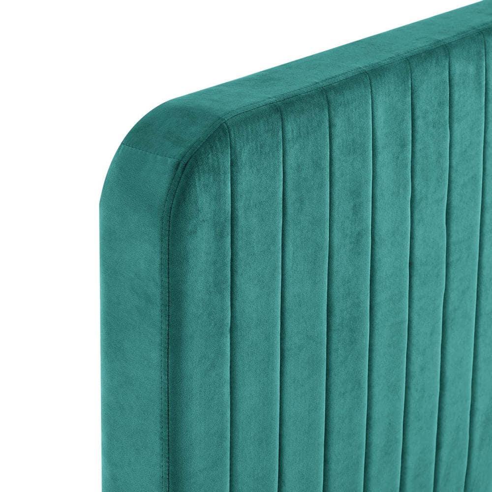 Modway Celine Channel Tufted Performance Velvet Full Platform Bed in Teal Green