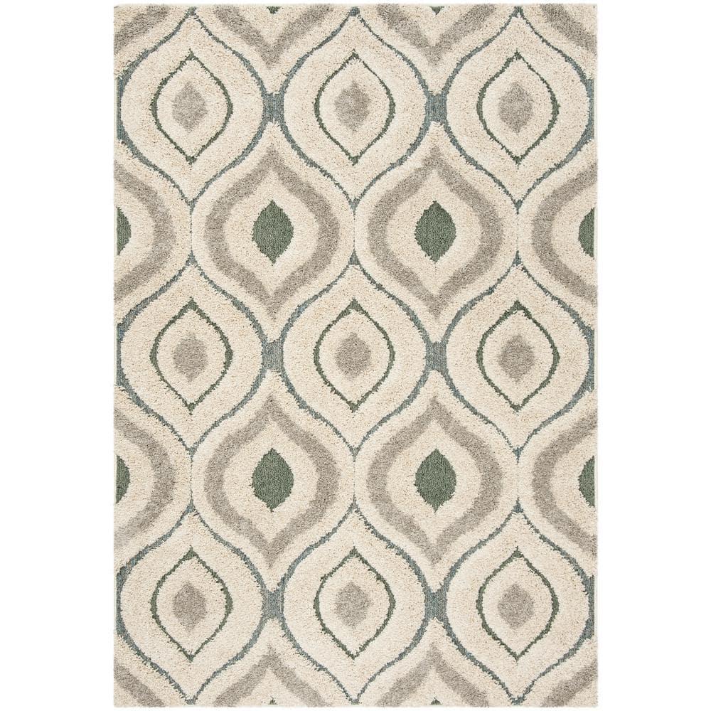 Florida Shag SG461 Power Loomed Indoor Accent Rug - Cream/Light Blue - 4'x6' - Safavieh