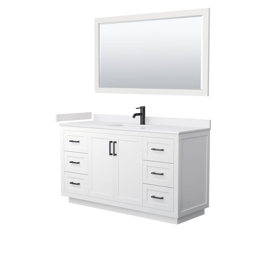 Wyndham Collection Miranda 60" Freestanding Single Bathroom Vanity with Cultured Marble Top with 58" Mirror