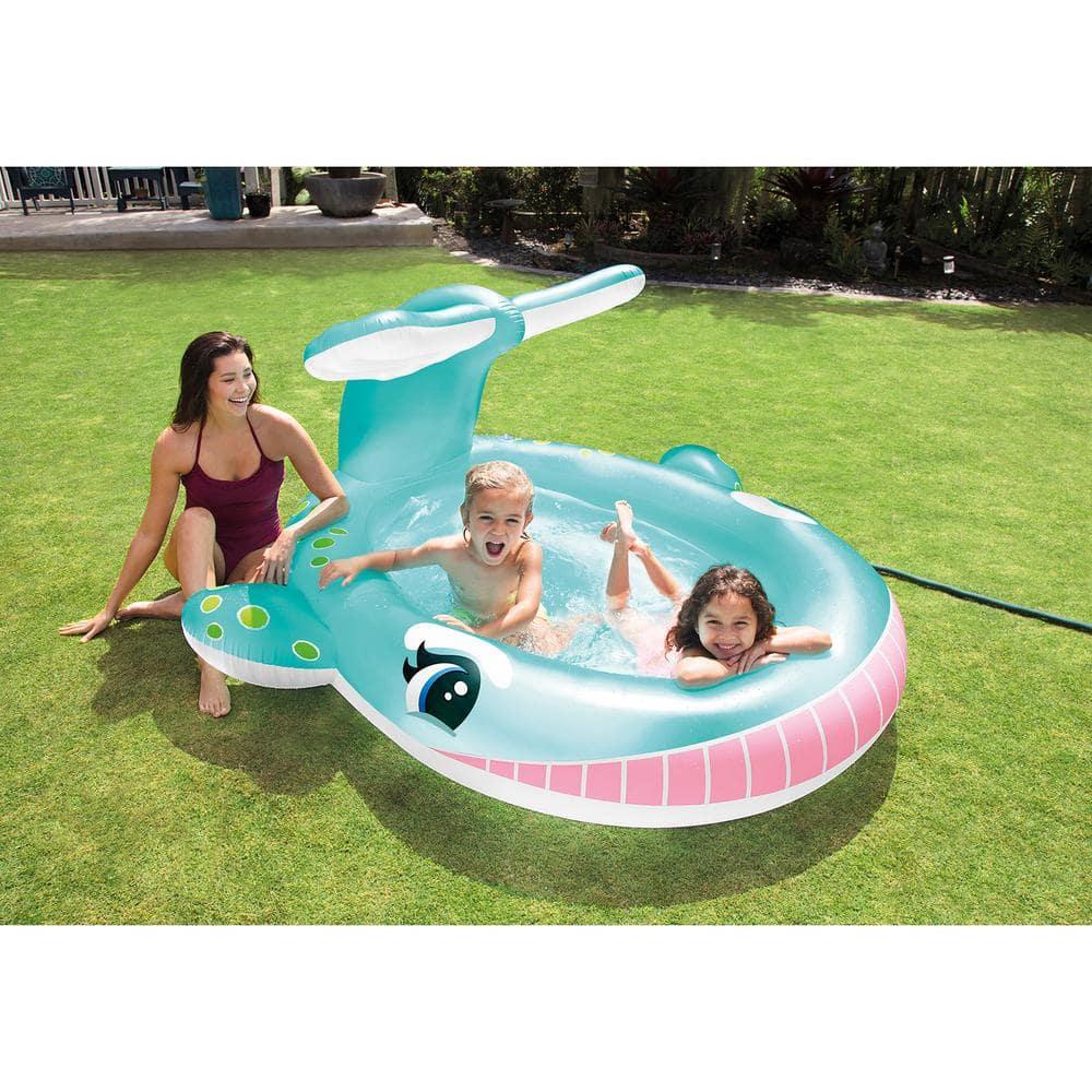 Intex Intex 57440EP 79" x 77" x 36" Inflatable Whale Spray Kiddie Pool for Kids 2+