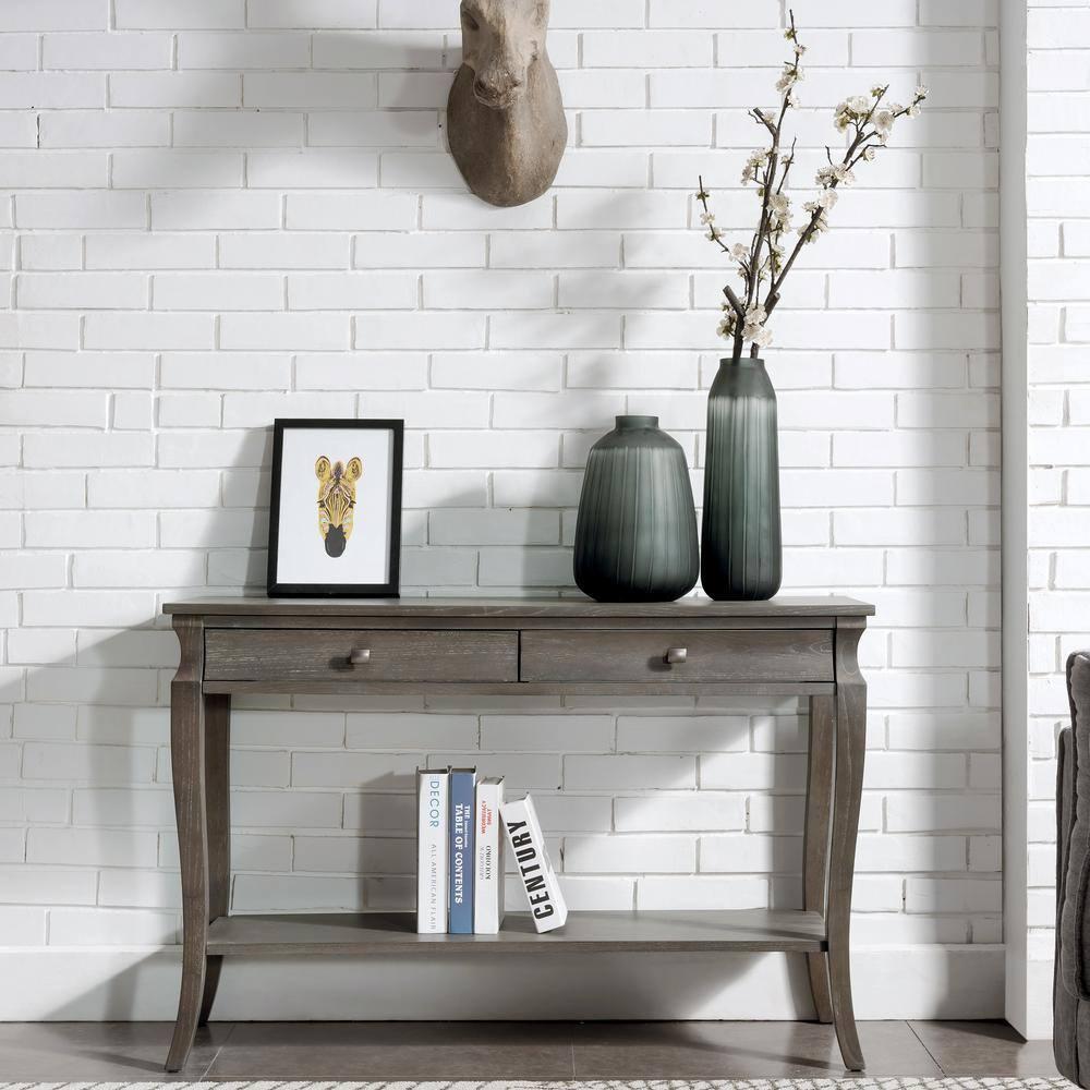 Leick Home Luna Two Drawer Sofa Table, Gray Wash