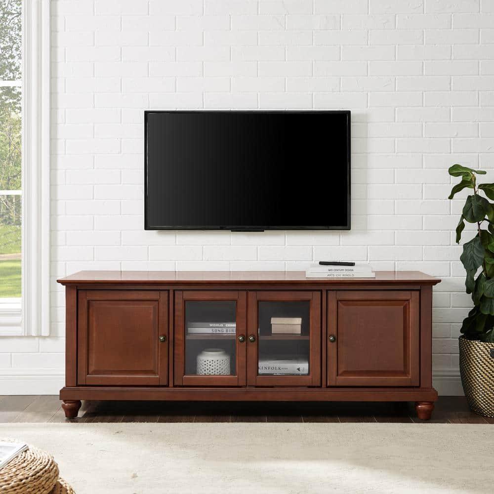 Cambridge TV Stand for TVs up to 60" Dark Red - Crosley: Entertainment Center with Adjustable Shelves & Cable Management