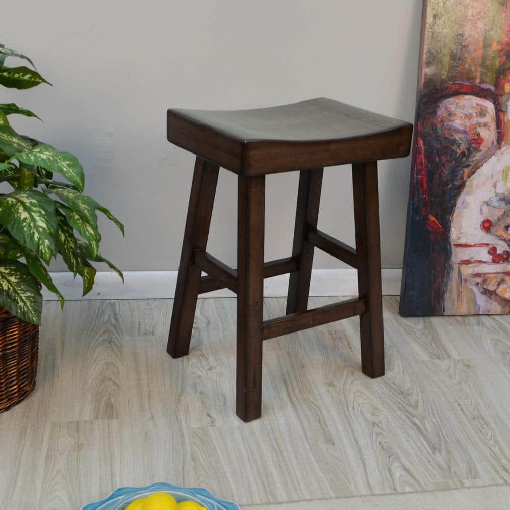 Carolina Living 24"Levi Counter Height Barstool Espresso Brown and Table: Solid Wood, Backless