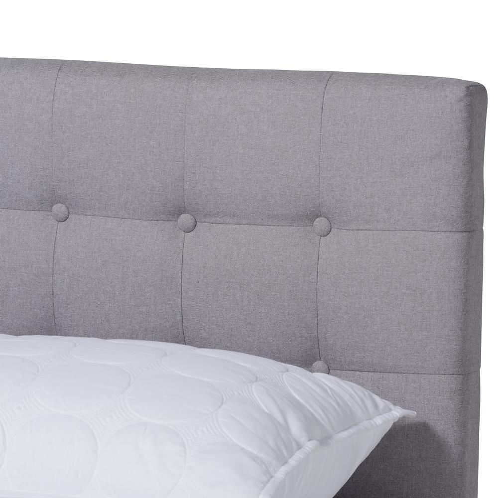 Queen Devan Fabric Upholstered Platform Bed with Headboard - Baxton Studio: Mid-Century Modern Style