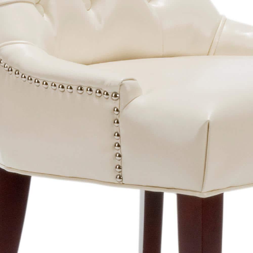 Amanda 19"H Tufted Chair with Nickel Nail Heads - Flat Cream - Safavieh