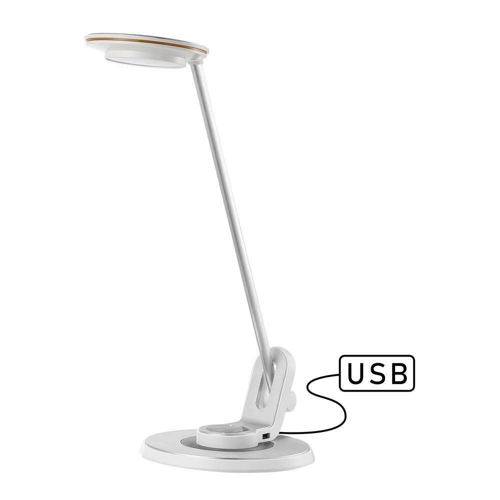 JONATHAN Y JYL7701B Dixon 18.5" Aluminum Contemporary Minimalist Adjustable Dimmable USB Charging LED Task Lamp, Farmhouse, Modern for living room, dinning room, bedroom Bulb Included, Sliver