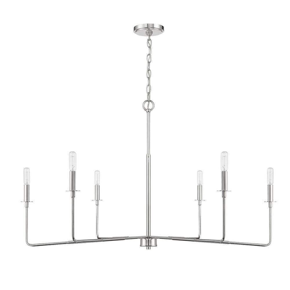 Salerno Polished Nickel 6-Light Rustic Charm Chandelier