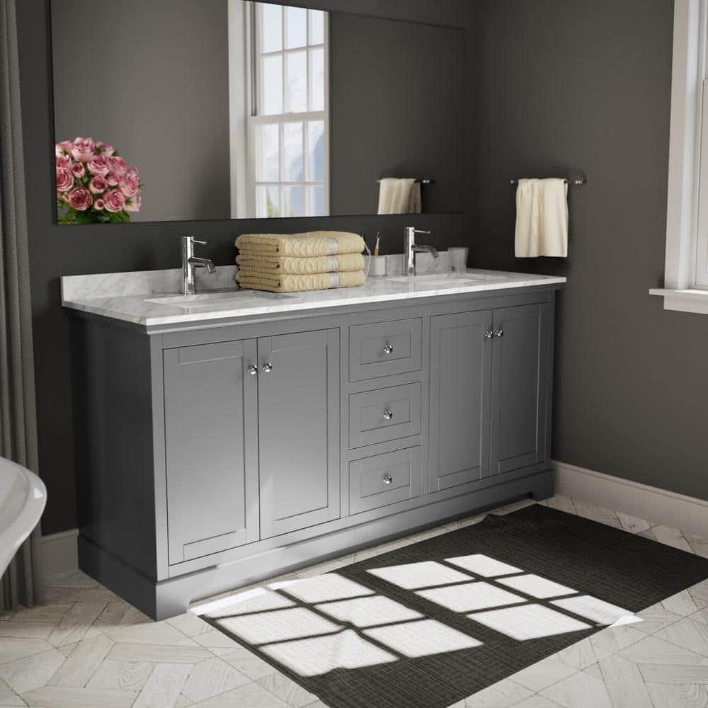 Wyndham Collection Avery 80" Oval Sinks Wood Double Bathroom Vanity in Dark Gray