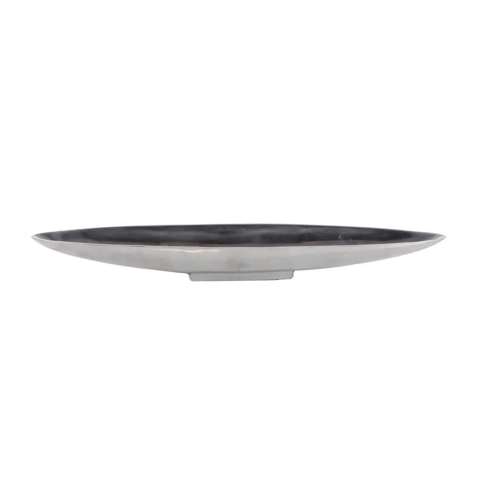 Hurtt Aluminum Metal Sleek Minimalistic Boat Decor Silver Tray