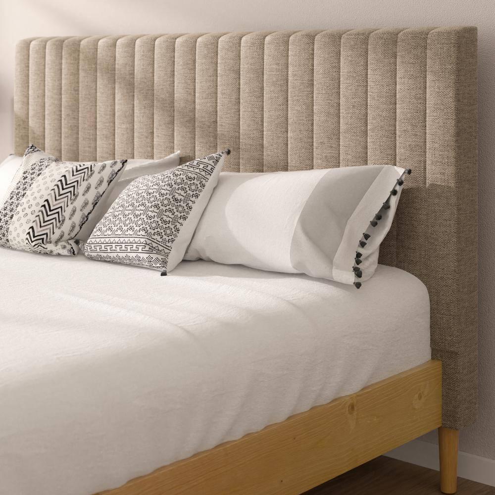 Zinus Amelia 41" Wood Platform Bed Frame with Upholstered Headboard, Full