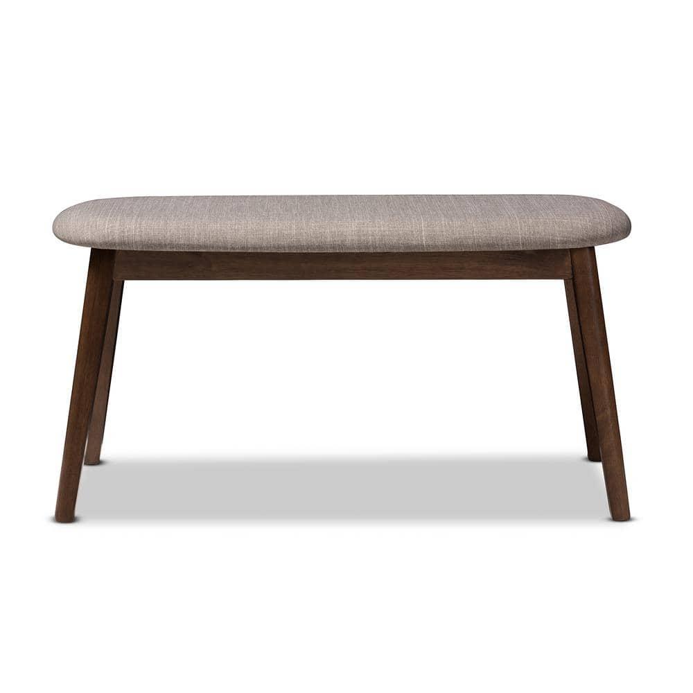 Baxton Studio Easton Mid Century Modern Walnut Finished Wood Fabric Upholstered Bench: Bedroom & Dining Seating