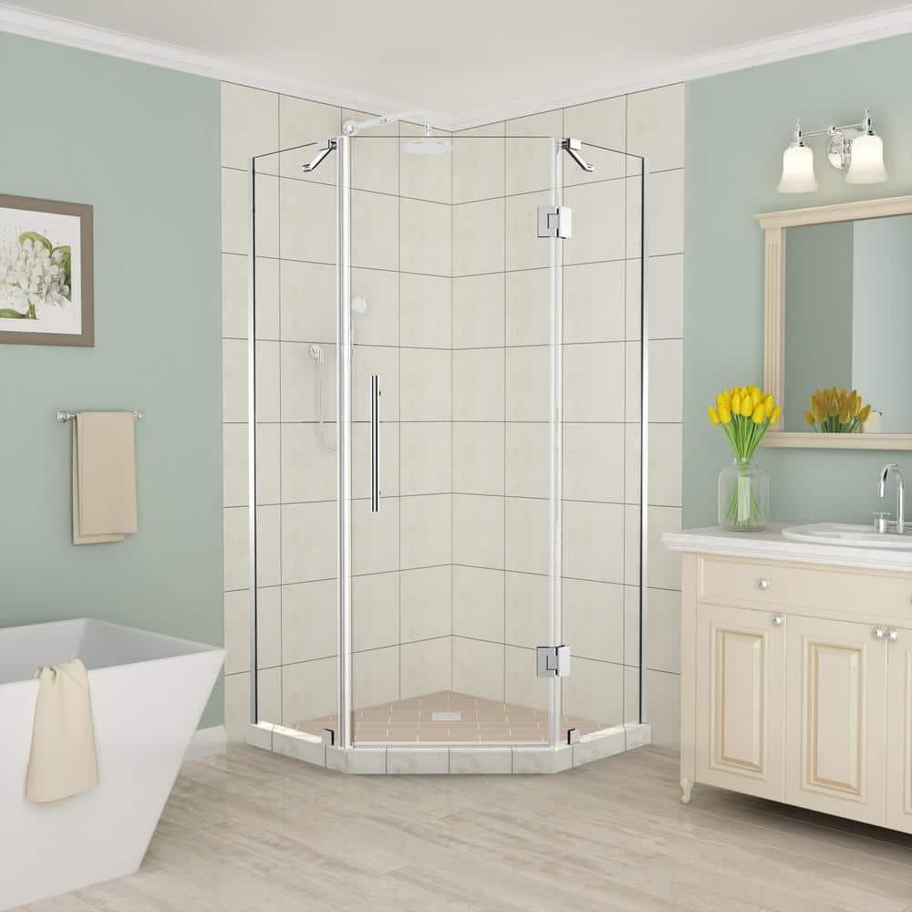 Aston SEN966EZ-CH-34-10 Merrick 34" x 72" Neo Angle Hinged Shower Enclosure