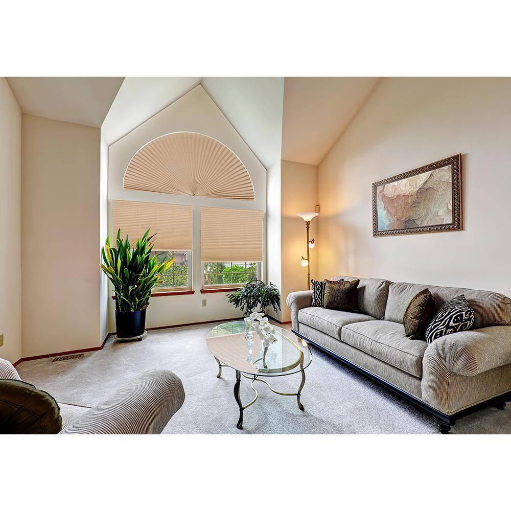 Redi Shade No Tools Original Arch Light Filtering Pleated Fabric Shade Natural, 72" x 36"