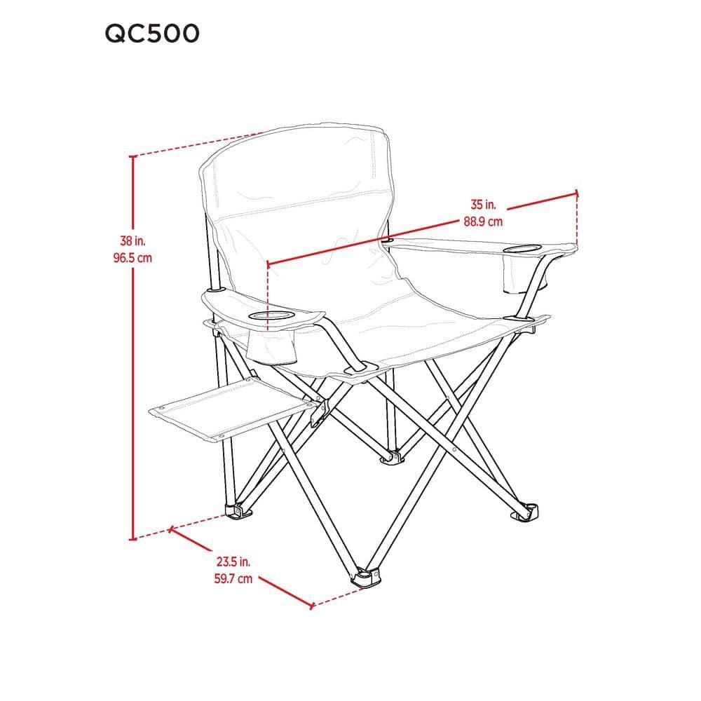 Rio Brands Camp & Go Heavy-Duty Folding Quad Outdoor Camping Chair, Portable Folding Camp Chair with Wide Seat, Cup Holders, and Carry Bag