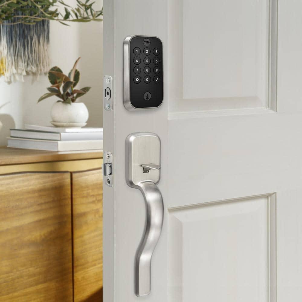 Assure Lock 2; Smart Door Lock with Bluetooth and Pushbutton Keypad; Satin Nickel