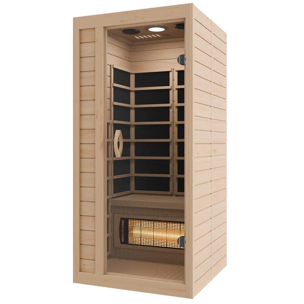 Steam Spa 1 Person Indoor Sauna Room: Hemlock Wooden Spa With Bluetooth Speaker, FM, And Touch Control Panel