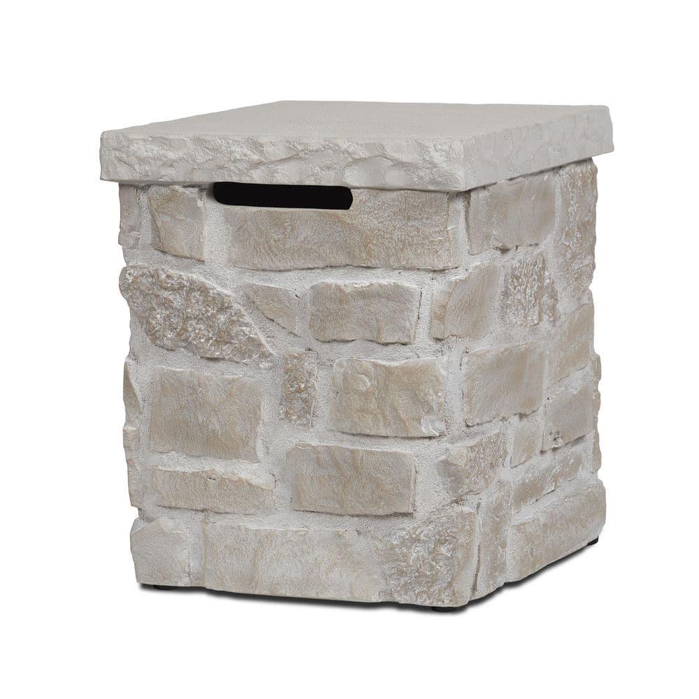 Real Flame Scottsdale Stone Propane Tank Cover And Side Table In Beige By Real Flame