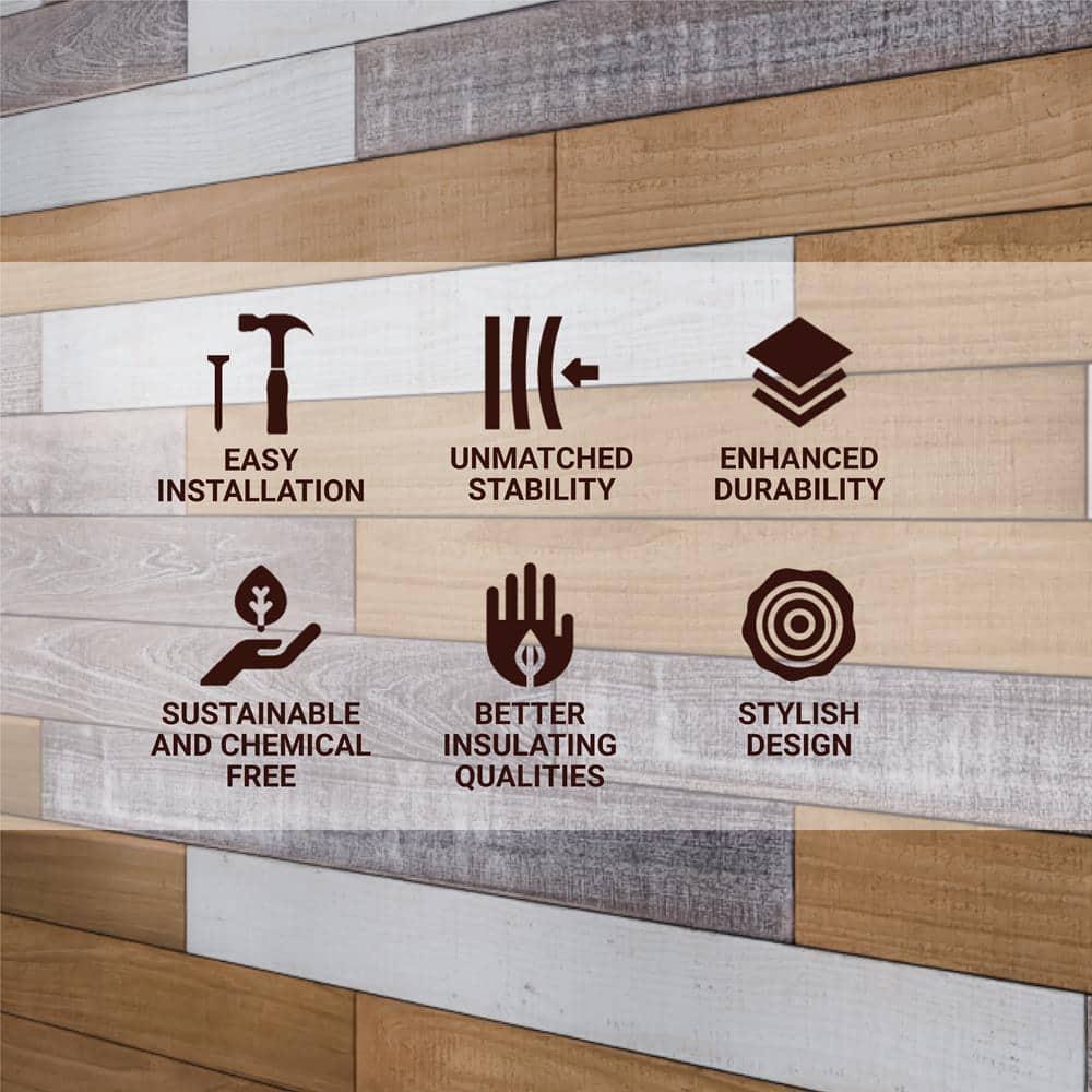 Thermo-Treated 1/4 x 5 in. x 4 ft. Barn Wood Wall Planks (10 sq. ft. 6-Pack)