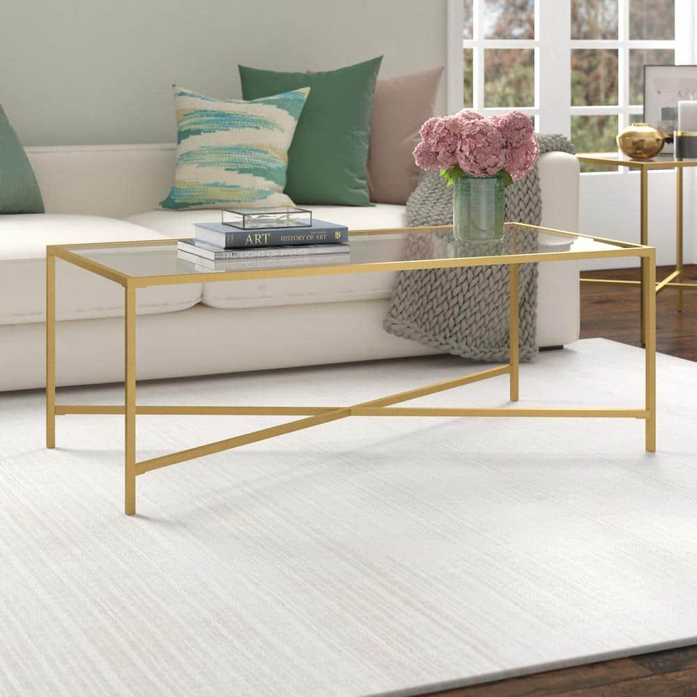 Henn&Hart Brass Coffee Table with Glass Top