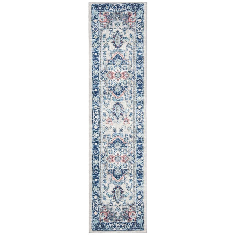 Brentwood BNT811 Power Loomed Runner Rug - Light Grey/Blue - 2'x12' - Safavieh.