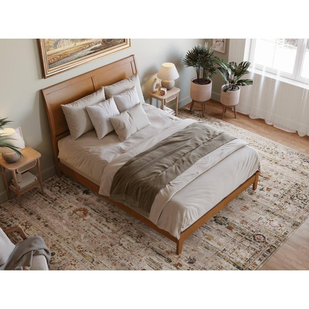 AFI Portland Queen Solid Wood Foundation Bed, Light Toffee