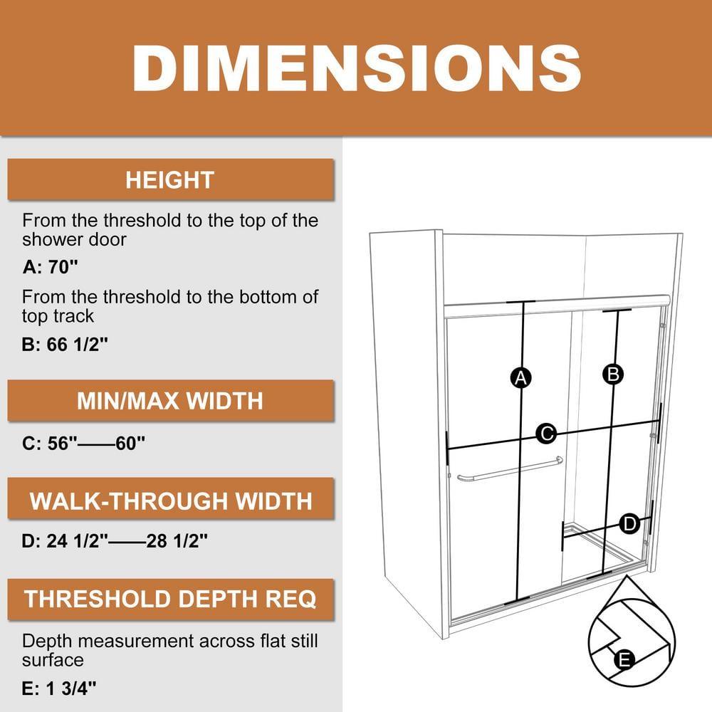 REDmintss 56-60"X70" Aluminum Frame Double Sliding Shower Door,Bypass Bathroom Sliding Door With Premium 5/16" (8Mm) Clear Tempered Glass, Black Hardware Sliding Glass Shower Enclosure,Matte Black Finished AGLBX06590A