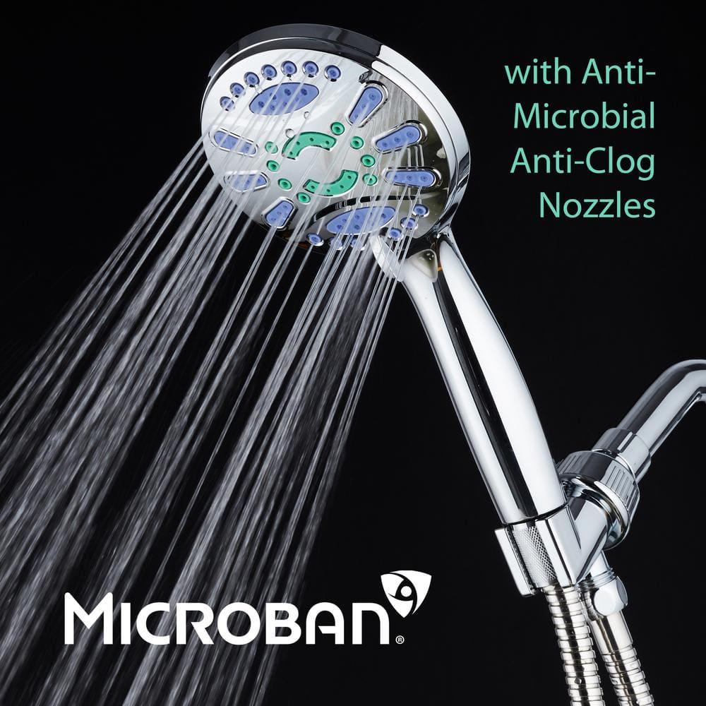 Six Setting Elite High Pressure Ultra Luxury Handheld Shower Head Chrome - AquaDance: Hotelspa Notilus, 6ft Hose, Polished ABS & Brass