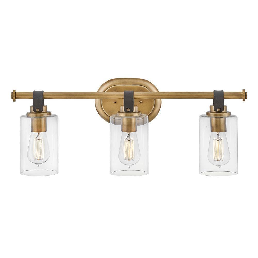 Heritage Brass 3-Light Vanity Light with Clear Glass Shades