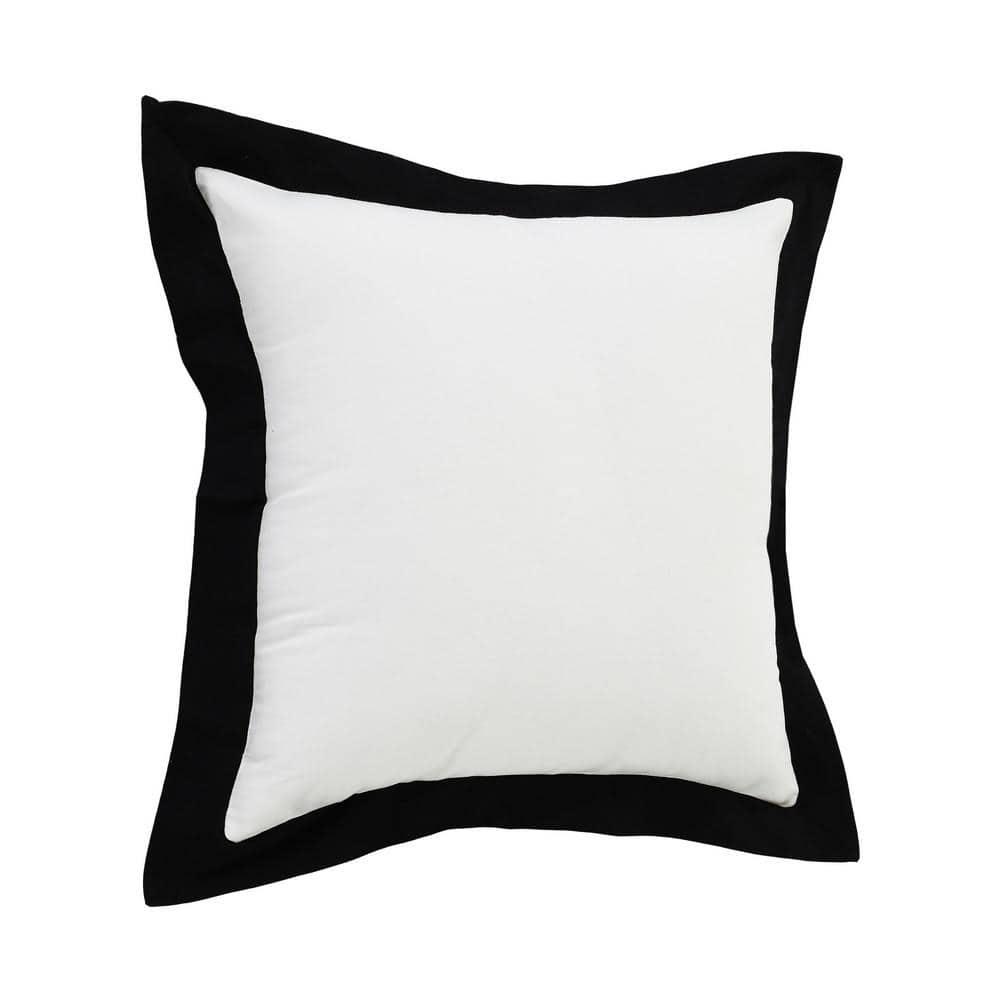 ZeaZu 20" X 20" Black And White 100% Cotton Geometric Zippered Pillow
