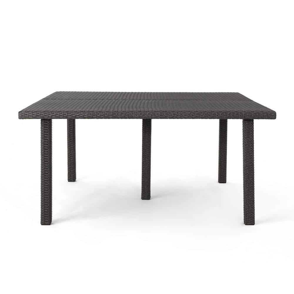Noble House Fiona 64" Square Wicker Patio Dining Table in Gray