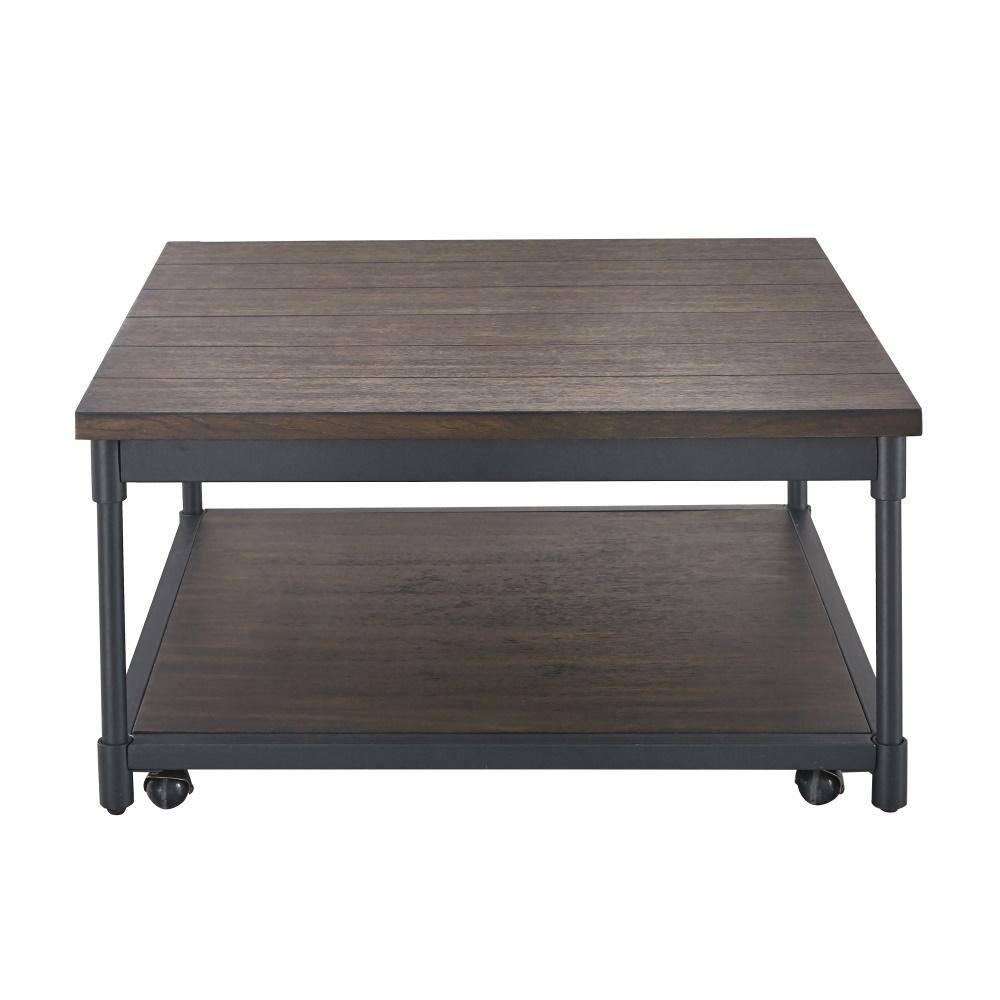 Prescott Lift Top Square Cocktail Table Dark Brown - Steve Silver Co.: Rustic Style, Metal Frame, Wood Veneer Top