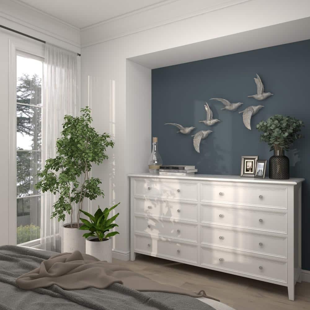 DecMode Silver Polystone Metallic 3D Sculpted Bird Wall Decor (3 Count)